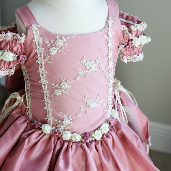 Flower Girl Dress Party Royal Princess Dusty Rose Toddler Girls Size 2 - Picture 2 of 9
